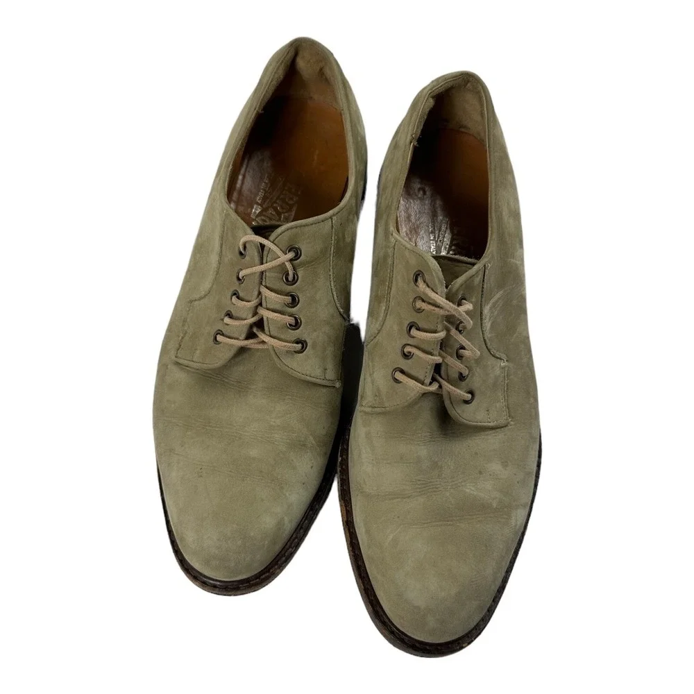 Salvatore Ferragamo Light Brown Suede Captoe Mens Oxford Shoes Size 8D